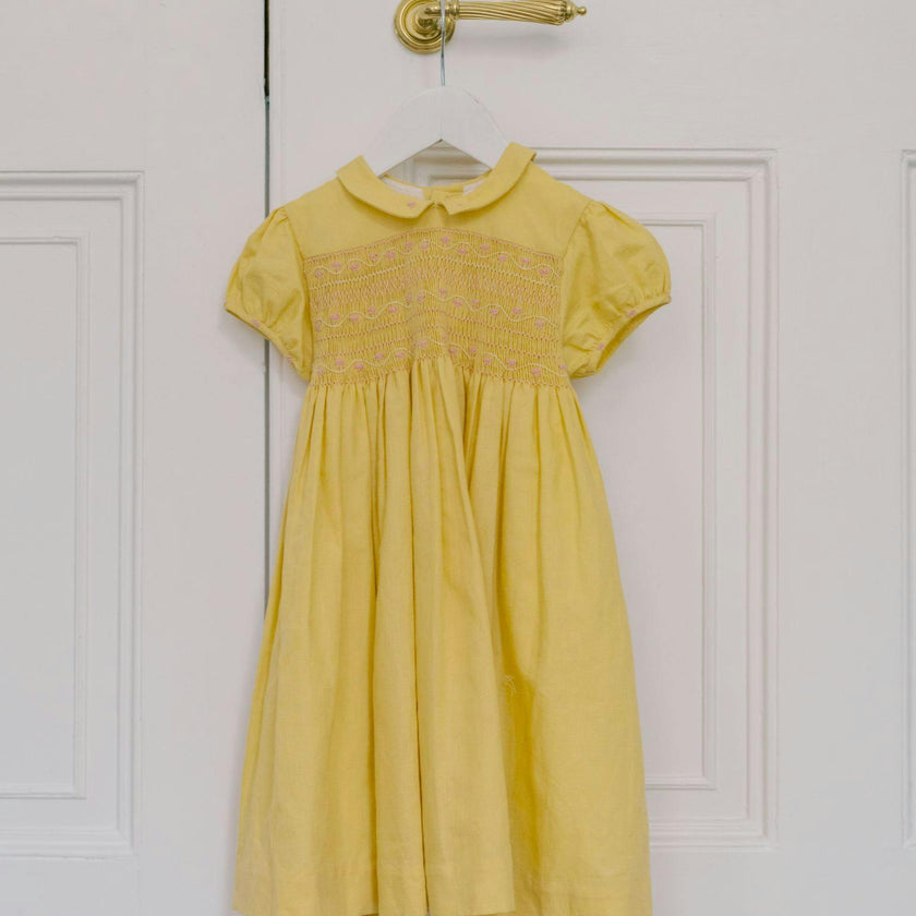 Nicky Hilton x La Coqueta Lemon Dolly Girl Hand-Smocked Dress