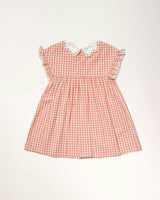 Lila Cotton Gingham Check Dress - Peony
