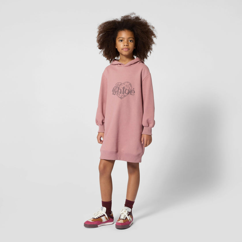 Pink Heart Logo Hoodie Dress