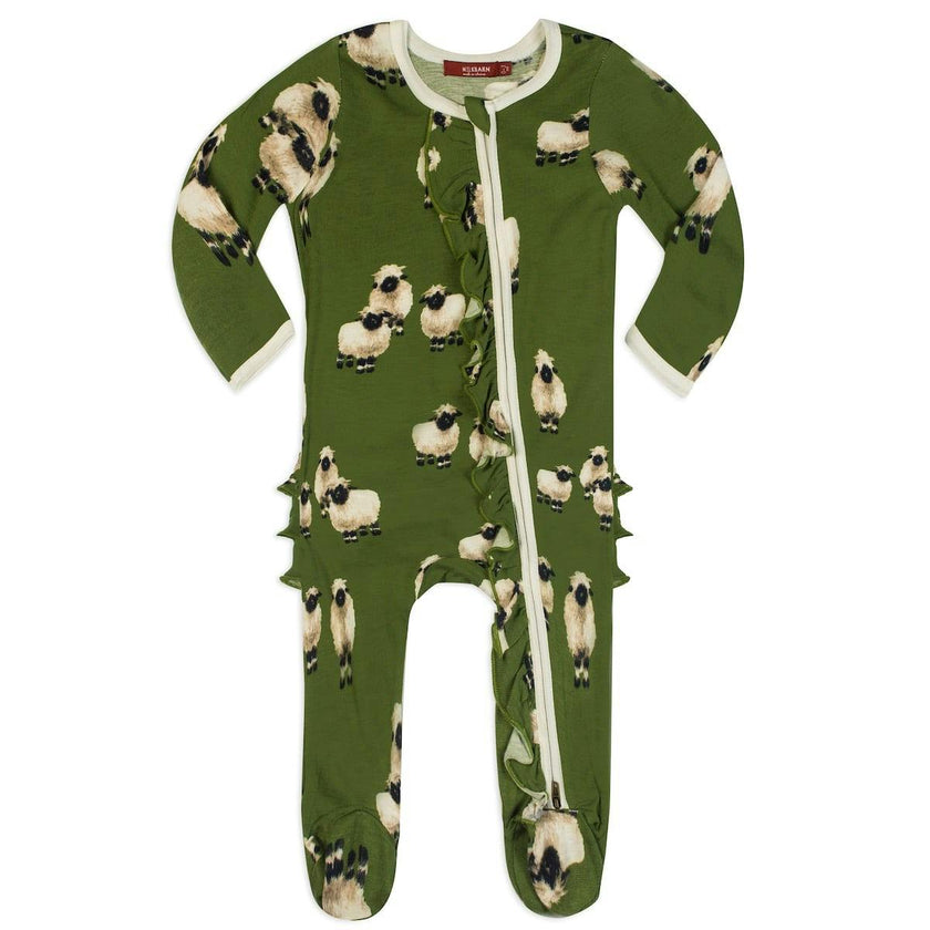 Valais Bamboo Ruffle Zipper Footed Romper