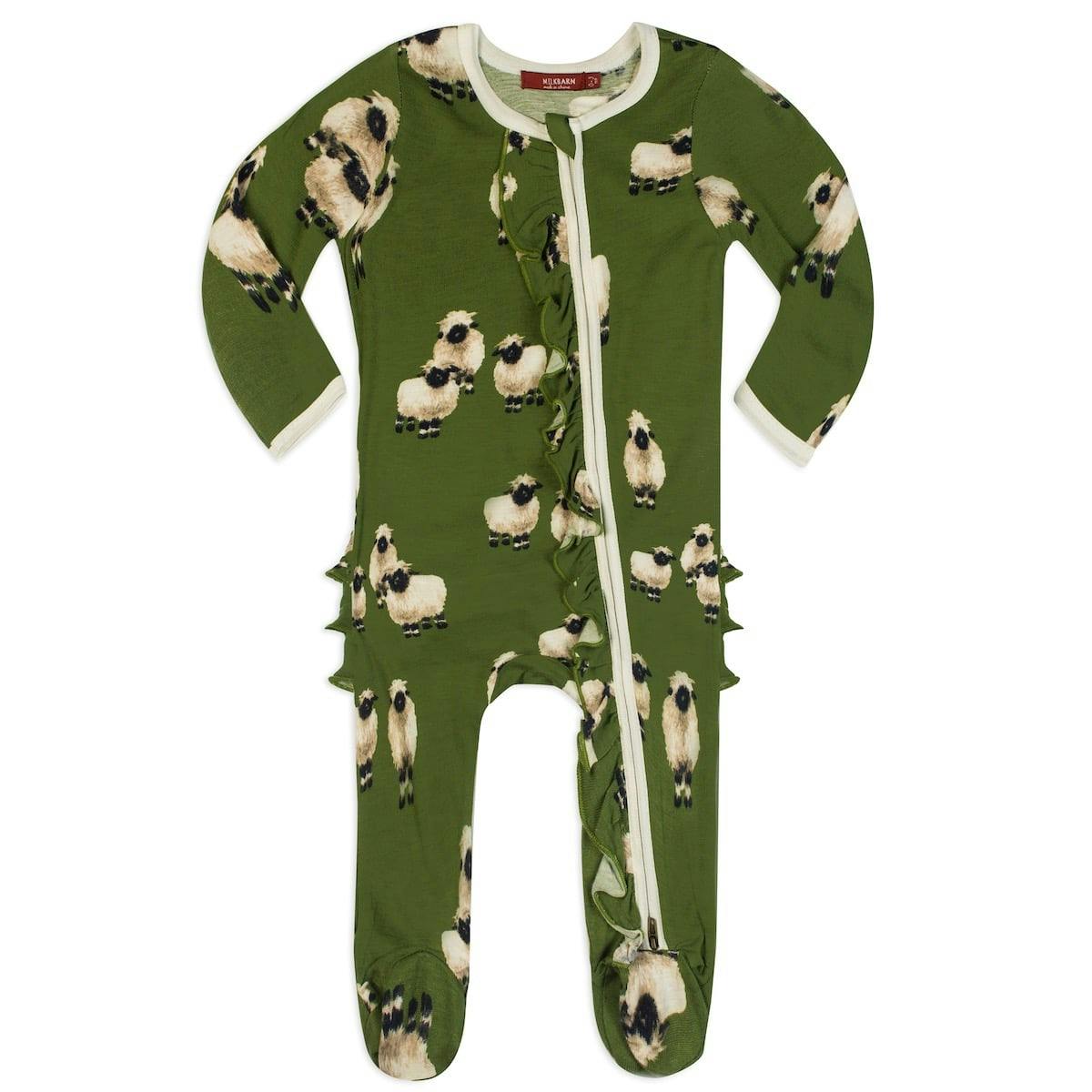 Valais Bamboo Ruffle Zipper Footed Romper