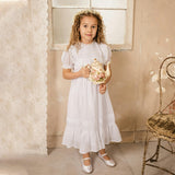 White Voile & Lace Tea Length Wedding Dress