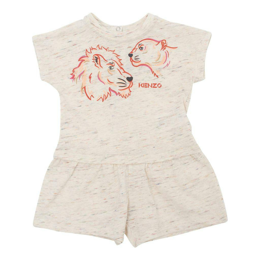 Off White Animal Graphic Logo Romper
