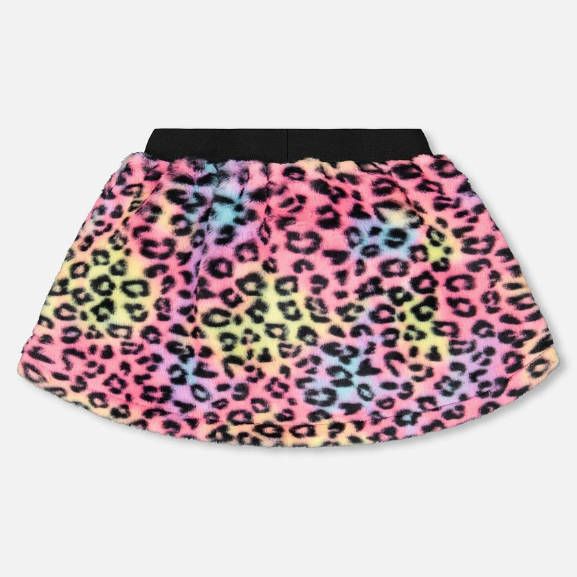 Faux Fur Skirt Multicolor Leopard