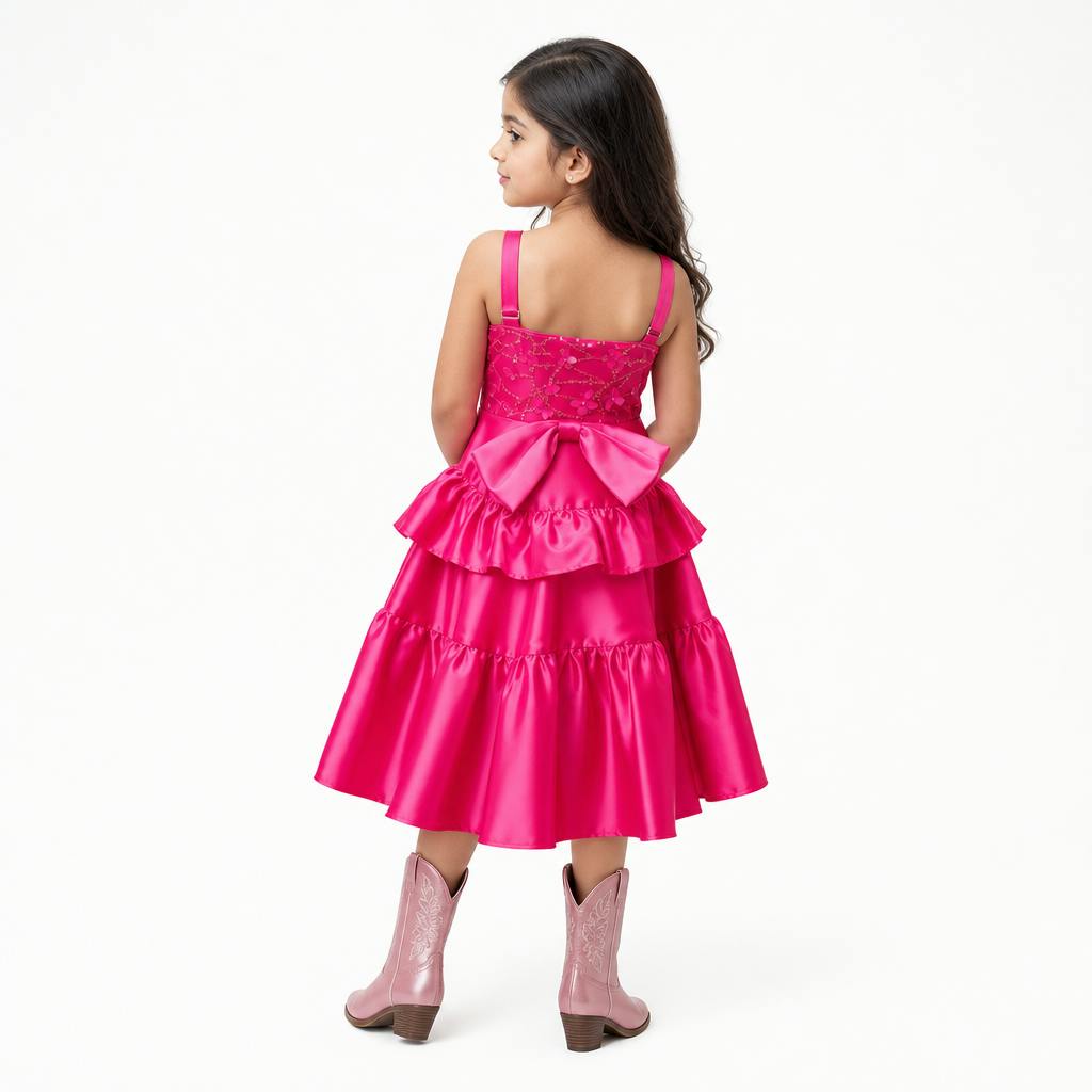 Wildflower Cowgirl Hot Pink Ruffle Birthday Dress for Girls