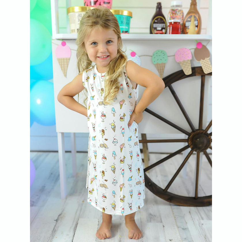 Ice Cream Bamboo Girls' Sleeveless Dress