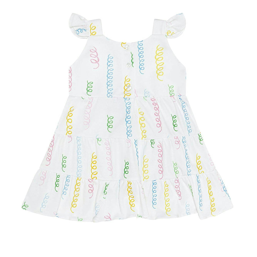 Spirals Print Ruffle Dress