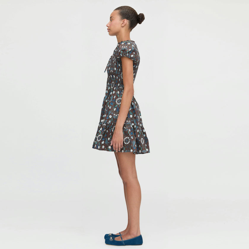 The Gia Mini Nap Dress - Chocolate Swedish Floral
