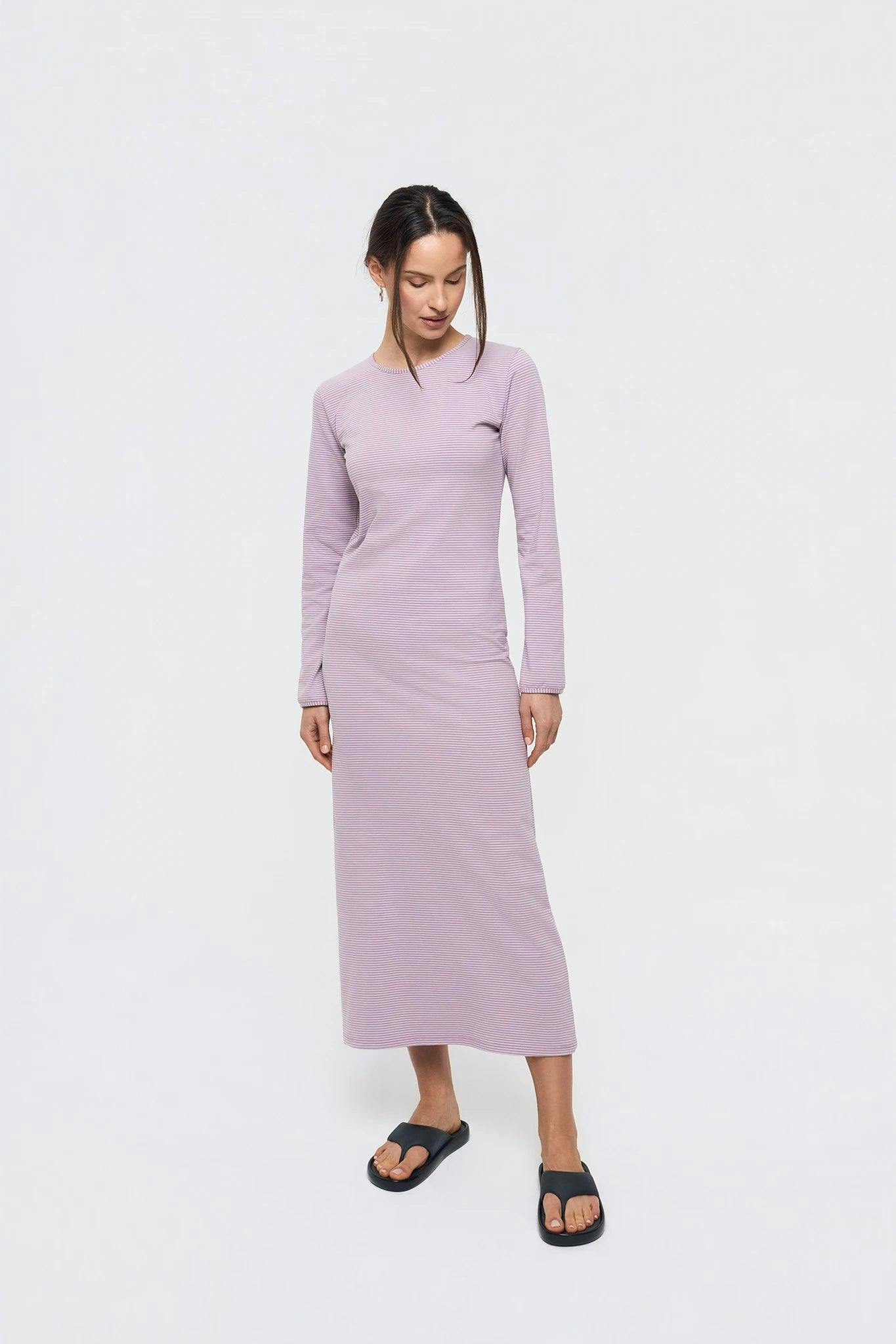 women's midi dress - lavender shadow