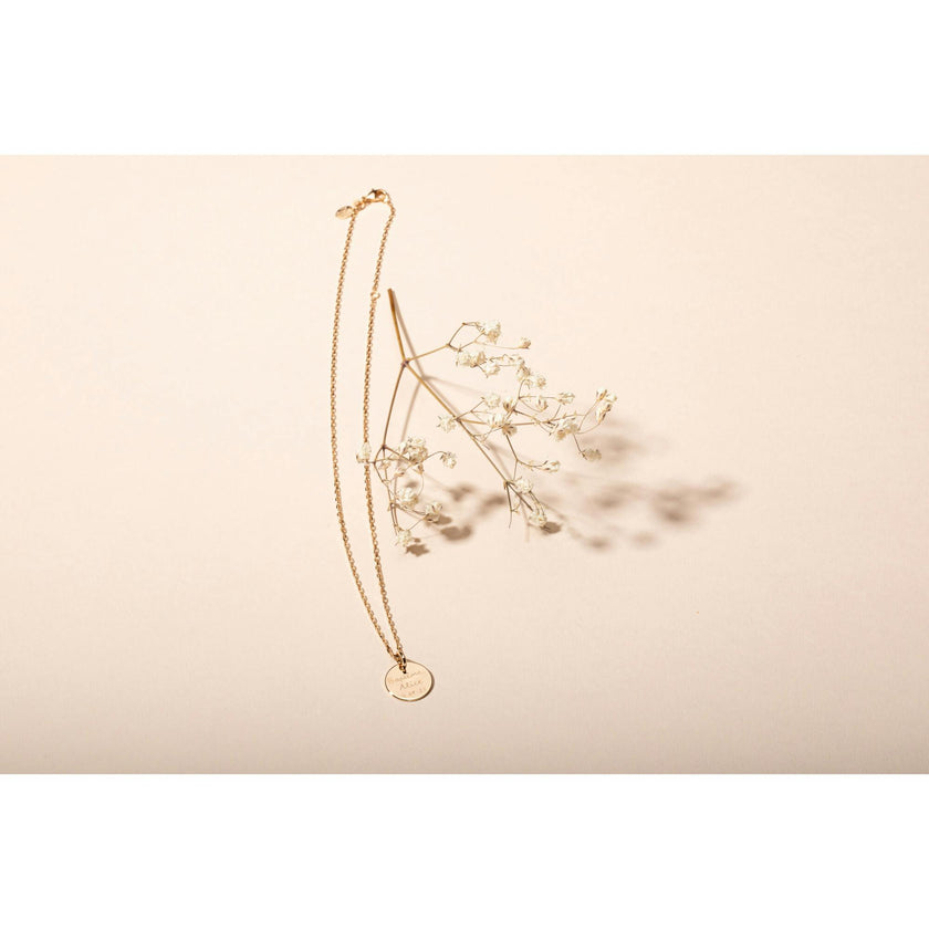 Personalized Christening Disc Necklace, 14k Gold Plated
