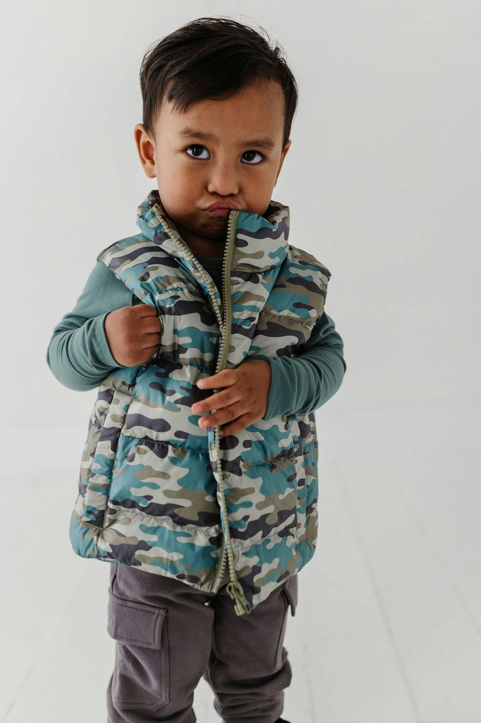 Boys Puffer Vest in Camouflage