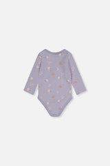 Organic Cotton Onesie Purple Hedgehog Print