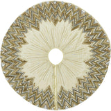 Handmade Christmas Tree Skirt - Hand Beaded Metallic Starburst on French Vanilla Silk