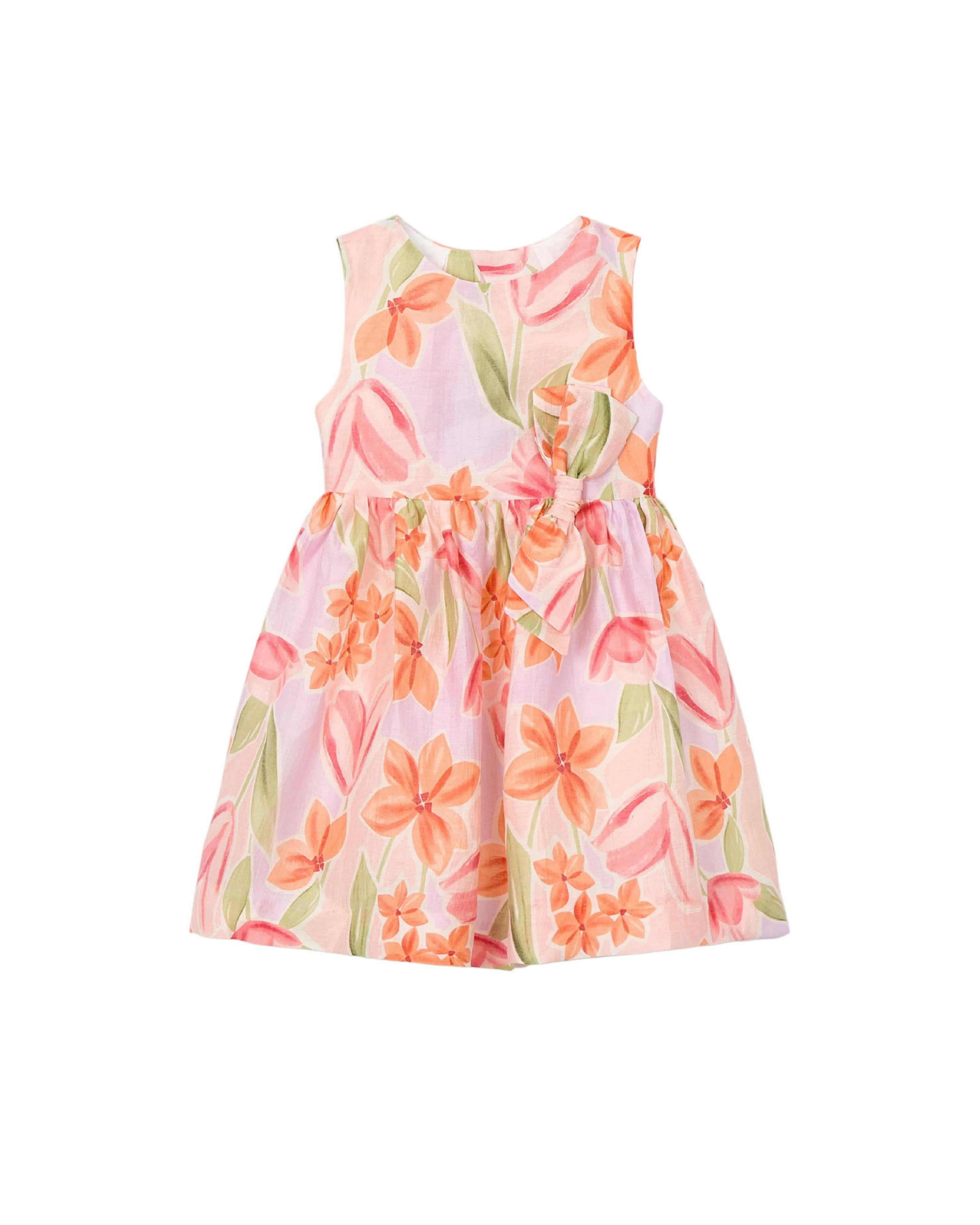 Pink Floral Bow Dress