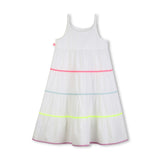 White & Multicolor Trim Kids’ Dress
