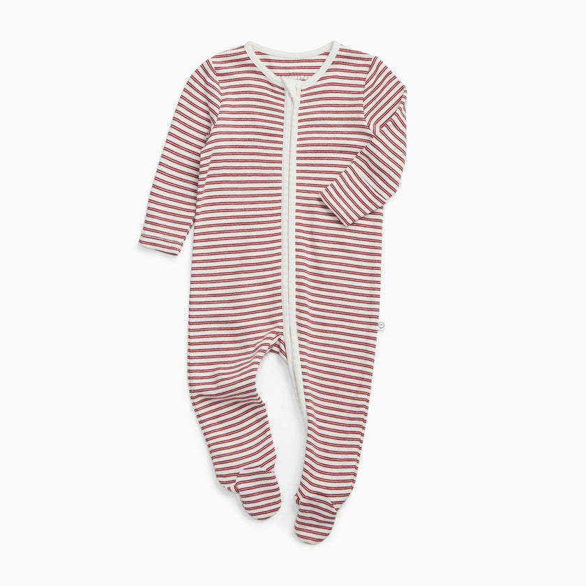 Red Stripe Clever Zip Baby Pajamas