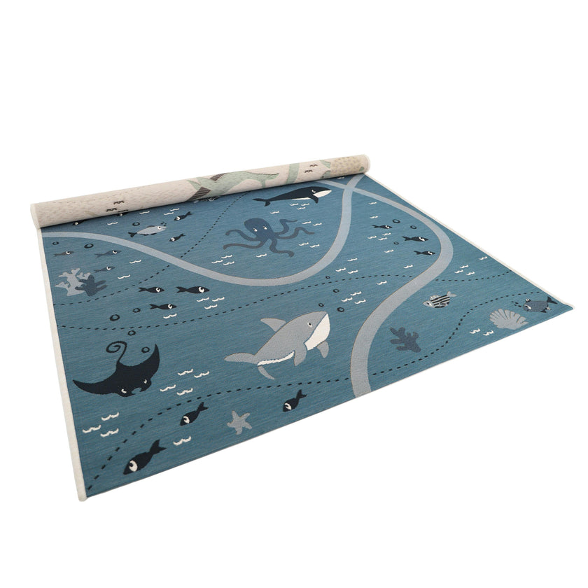Flat Woven Graphic Print Rectangular Play Rug