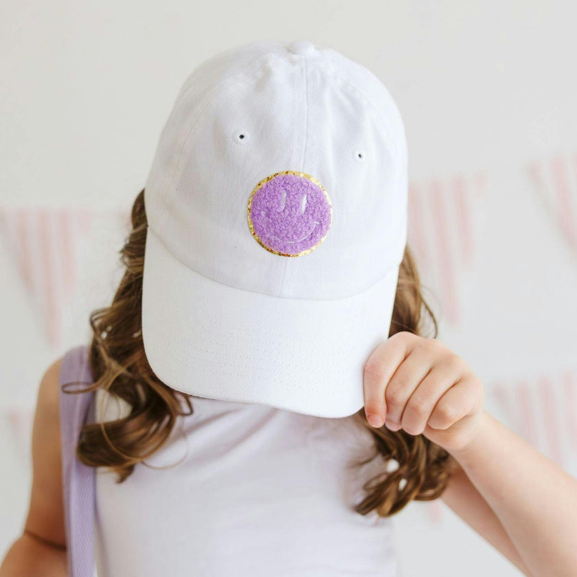 Smile Patch Baseball Hat - White