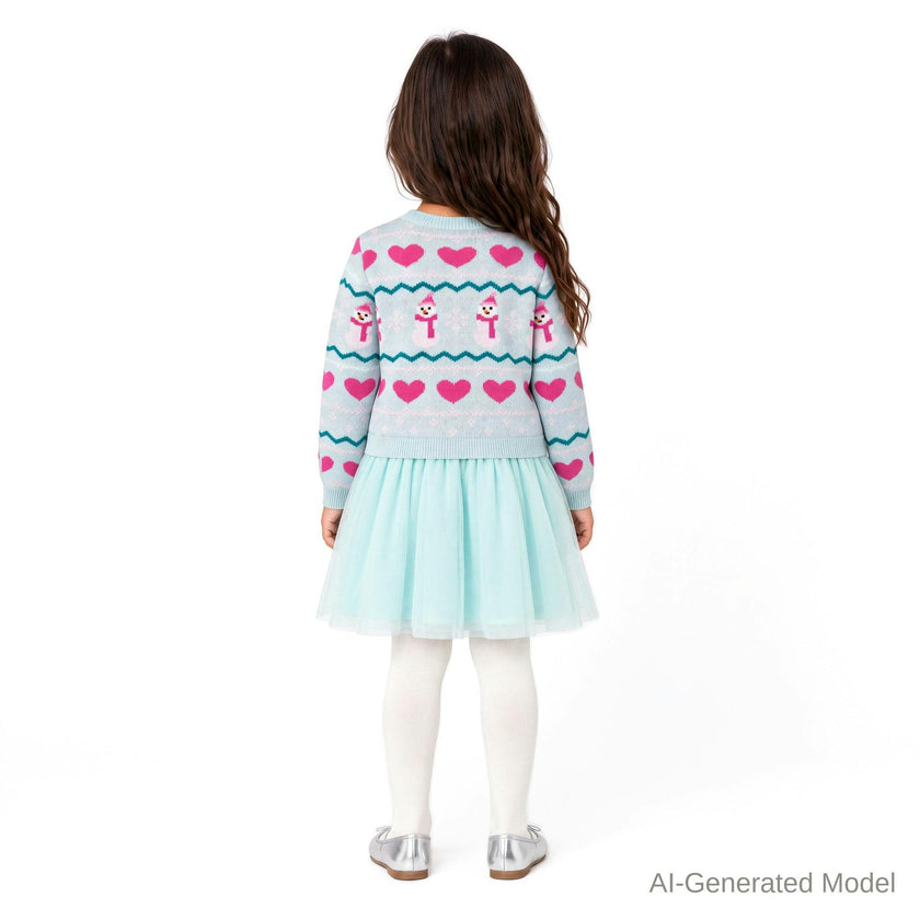 Girls Sweater Dress | Snowmen & Hearts
