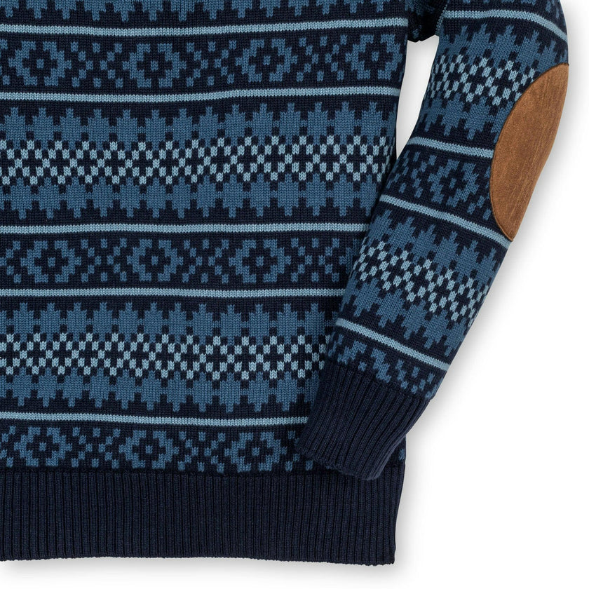 Organic Sweater Henley with Elbow Patches
