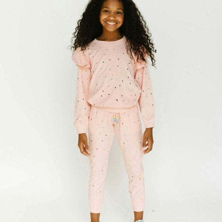 Rainbow Crystal Ruffle Jogger Set