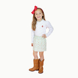 Ruffle Trim Long Sleeve Tee in White/Rodeo