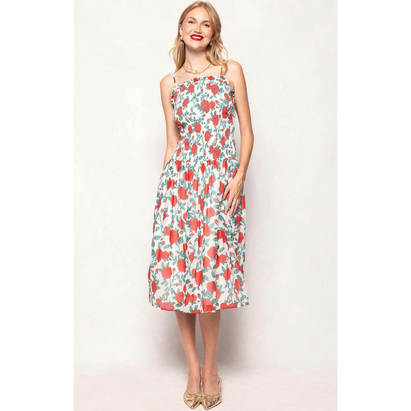 Kimberly Dress in Red Roses