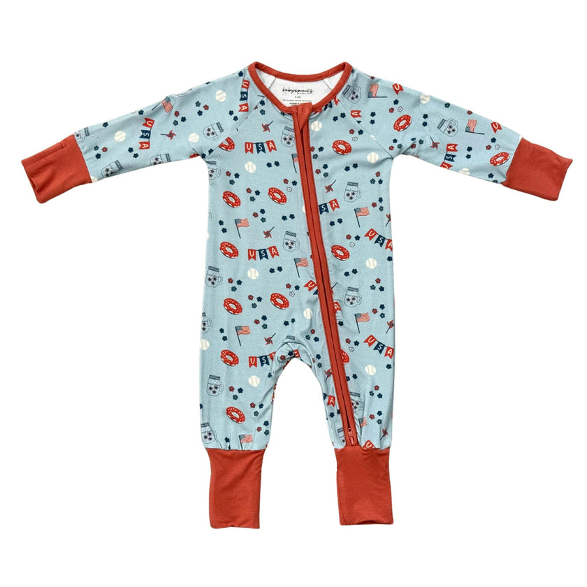Baby Girl Long Sleeve Zip Romper in Summer USA