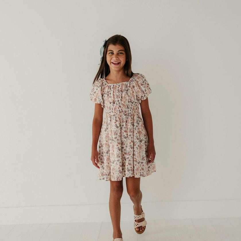 Peasant Bubble Sleeve Dress Isabella Paisley