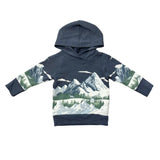 Boys Scenic Raglan Hoodie in Mountains on Nightfall Blue