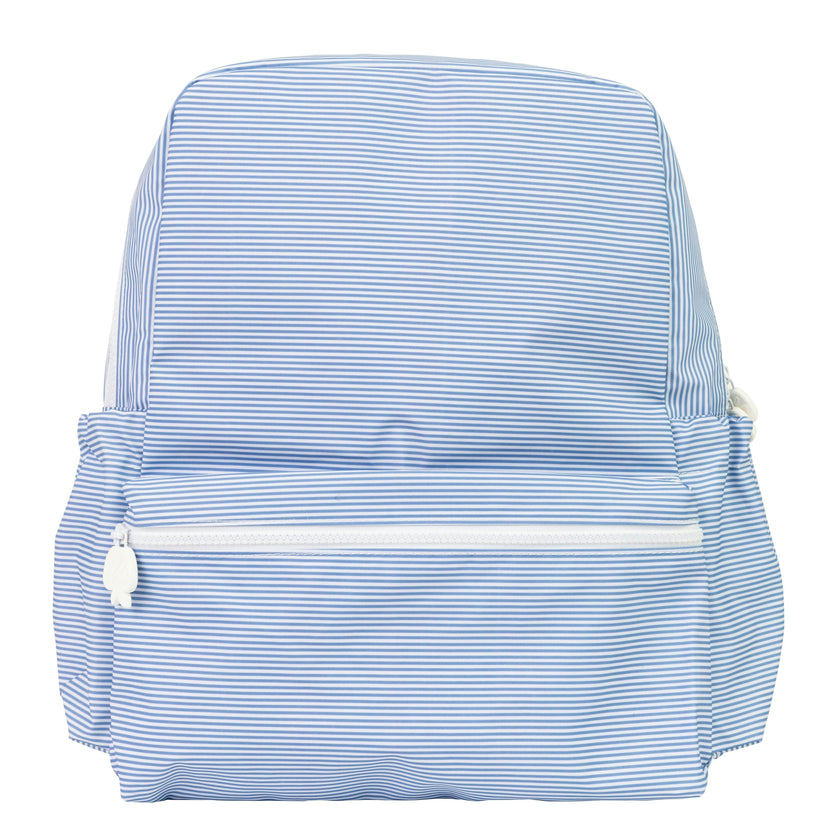 The Backpack in Navy Mini Stripe