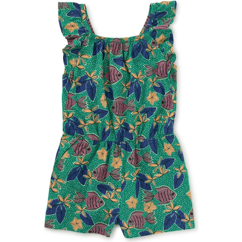 Ruffle Strap Romper, Green