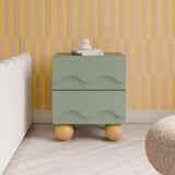 Lido Wave Assembled Nightstand in Light Sage/Honey