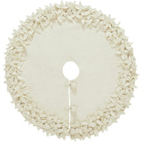 Handmade Felted Wool Overlapping Flowers Border Cream Christmas Tree Skirt 26"/48"/64"/72" Arcadia Home