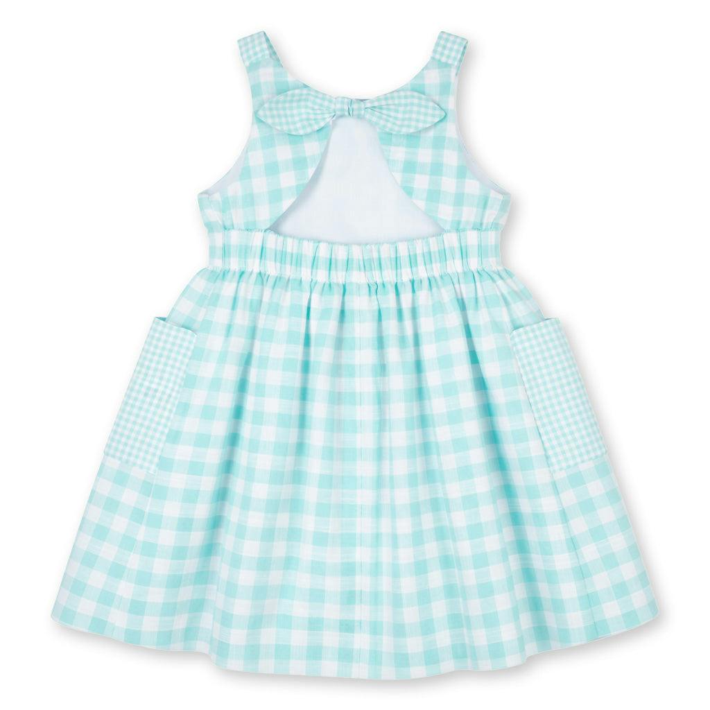 Gingham Linen-Look Dress With Flowers