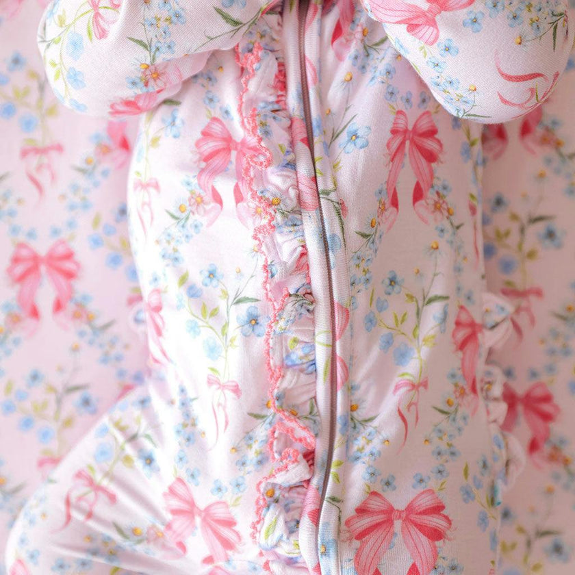 Harriet Picot Footie Ruffled Zippered One Piece