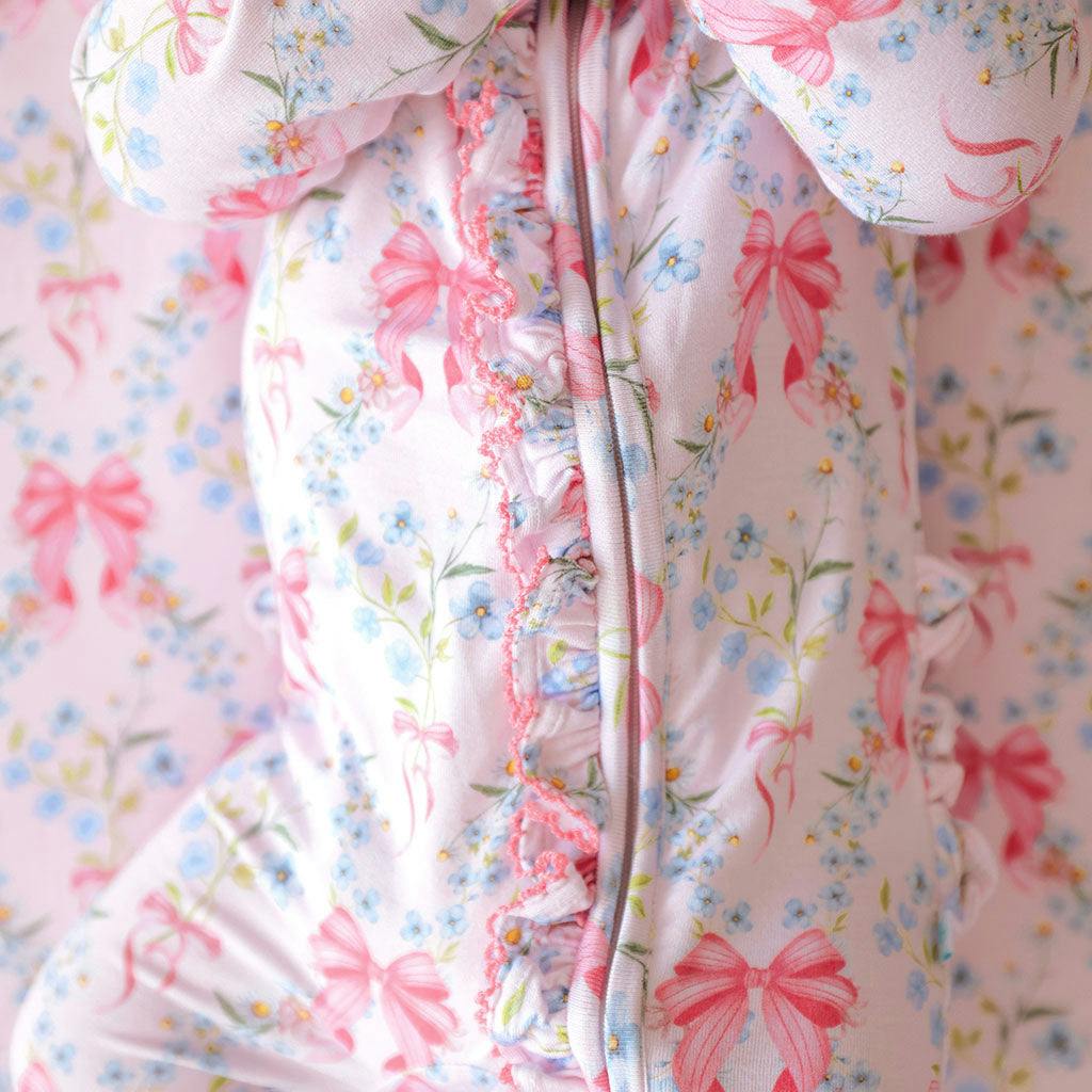 Harriet Picot Footie Ruffled Zippered One Piece