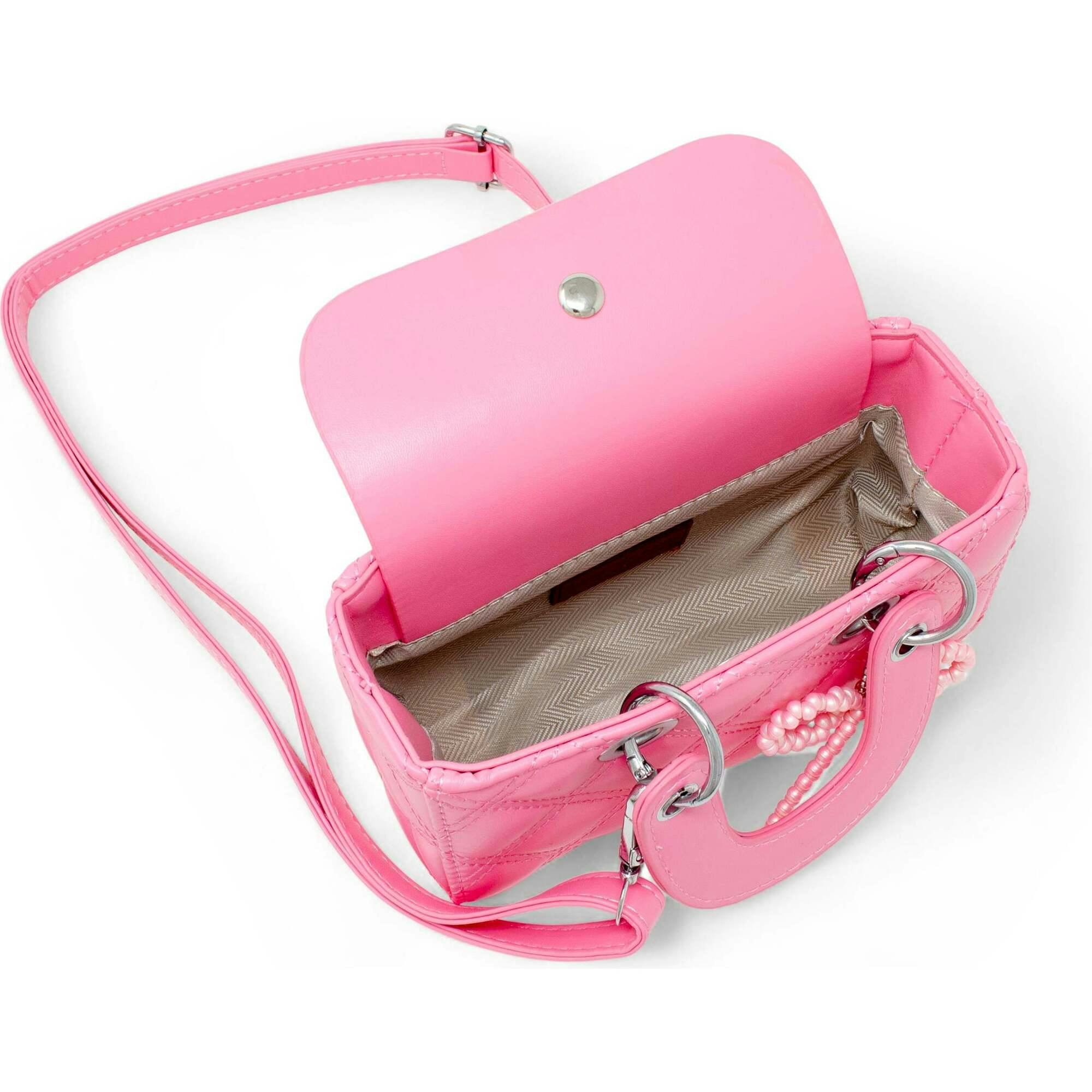 Quilted Rectangle Bow Charm Handbag