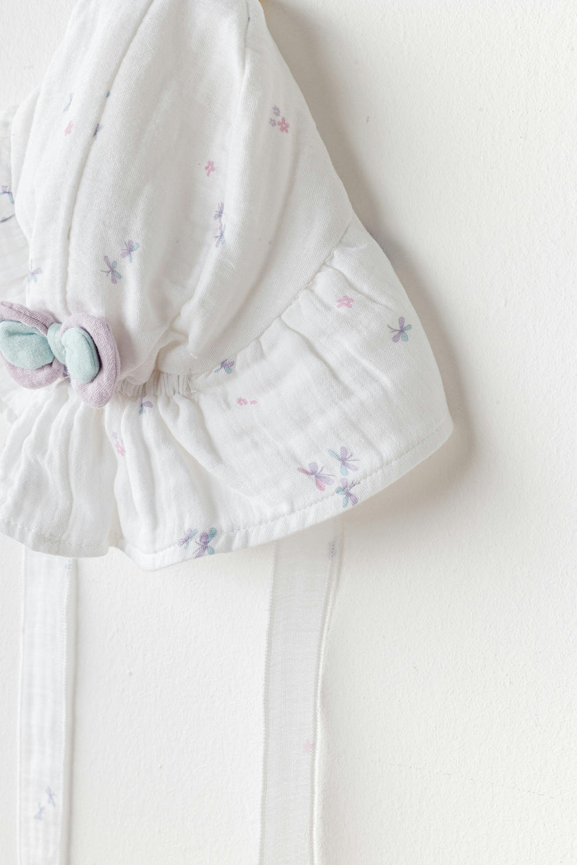White Butterfly Muslin Bow Hat