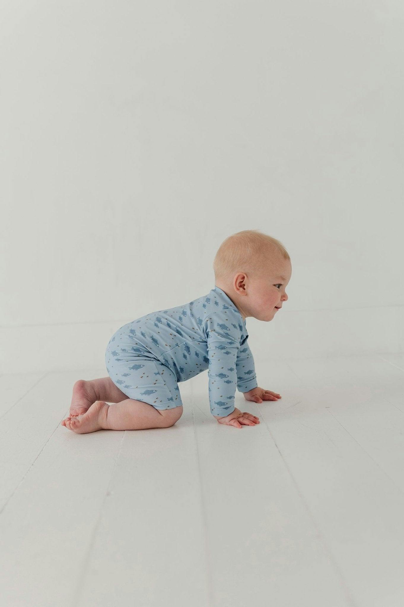 Baby Boy One-Piece Rash Guard Swimsuit in Fish