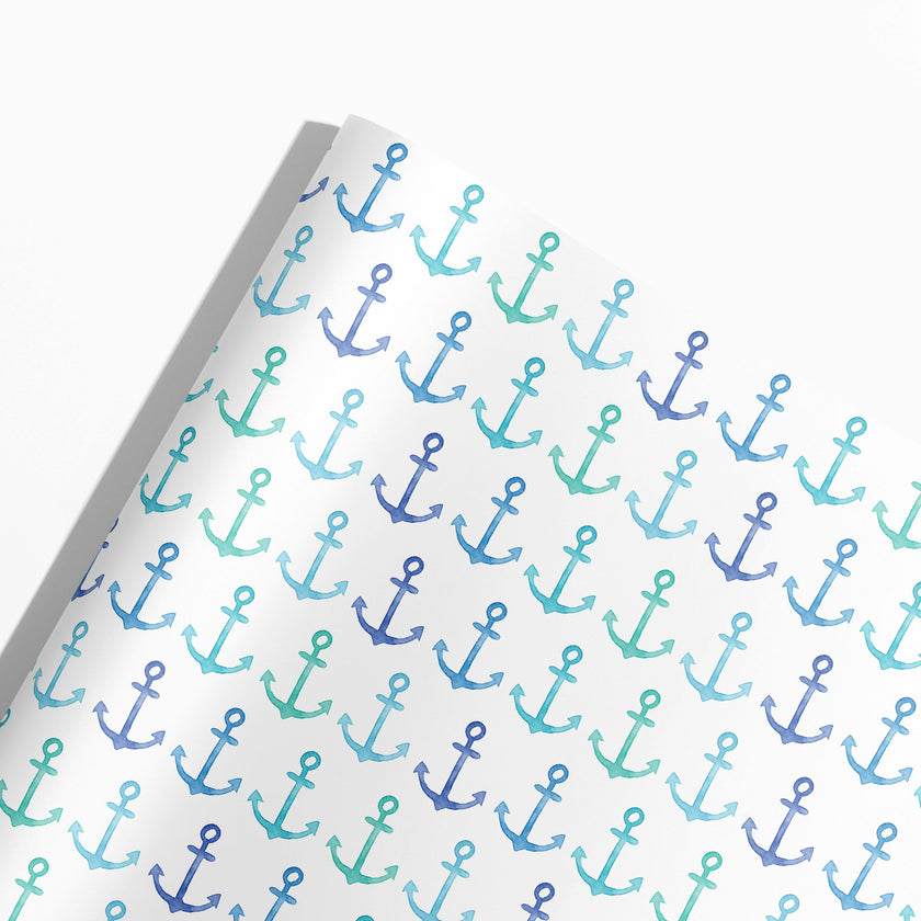 Blue Anchors Coastal Gift Wrap