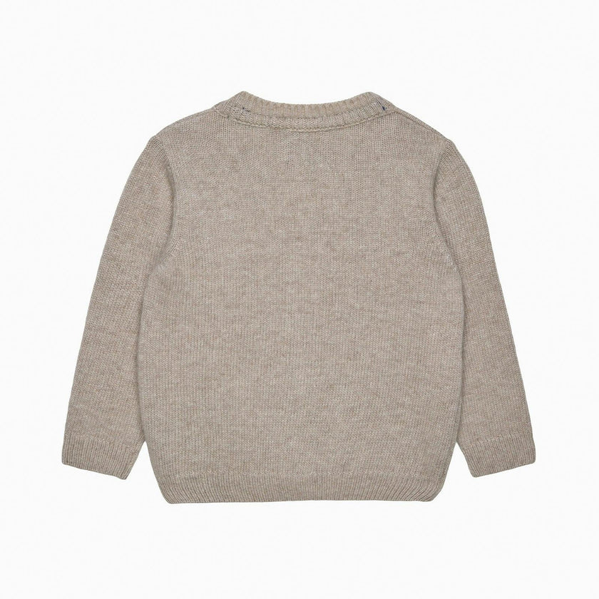 Baby Train Cardigan in Oatmeal