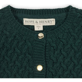 Organic Long Sleeve Herringbone Cardigan Sweater, Green