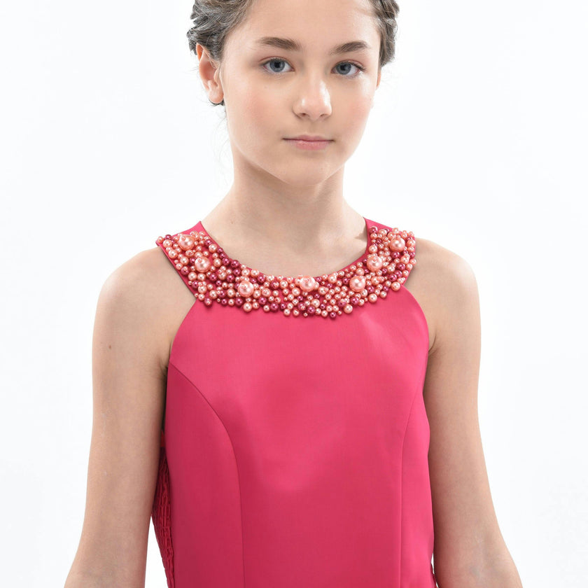 Fuchsia Cardona Pearl Halter Dress
