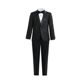 Textured Suit Set with Satin Lapels