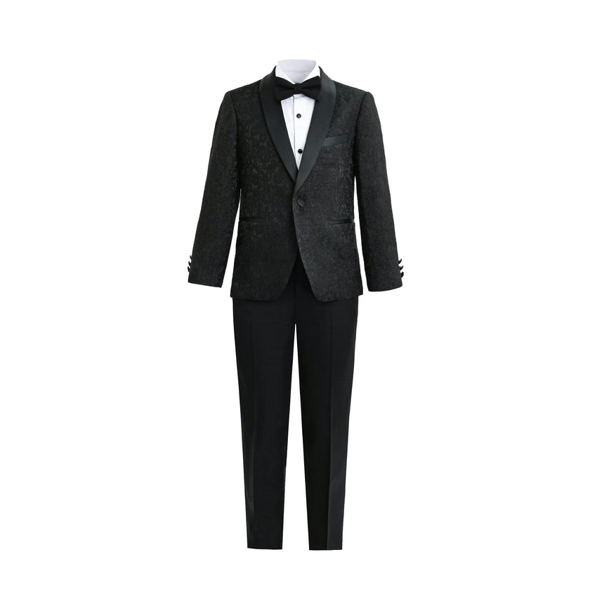 Textured Suit Set with Satin Lapels