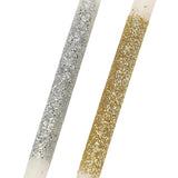 Packed Party More Metallic More Fun Gold Silver Birthday Candle Set of 10 - Metallic Glitter Beeswax Candles for Birthday Cakes and Cupcakes
