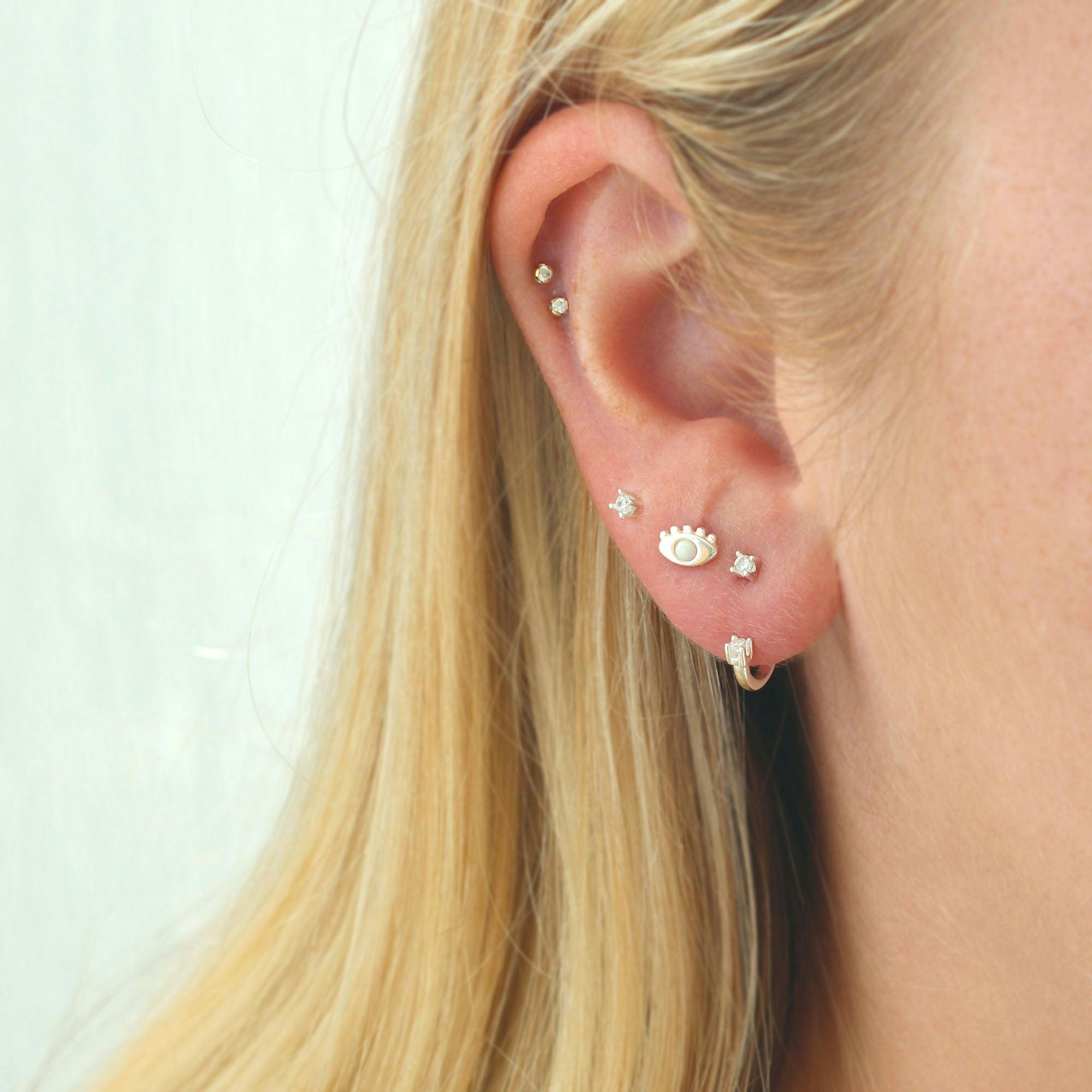Eye with Opal Stud Earrings