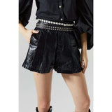 Frida Metallic Linen Shorts - Black