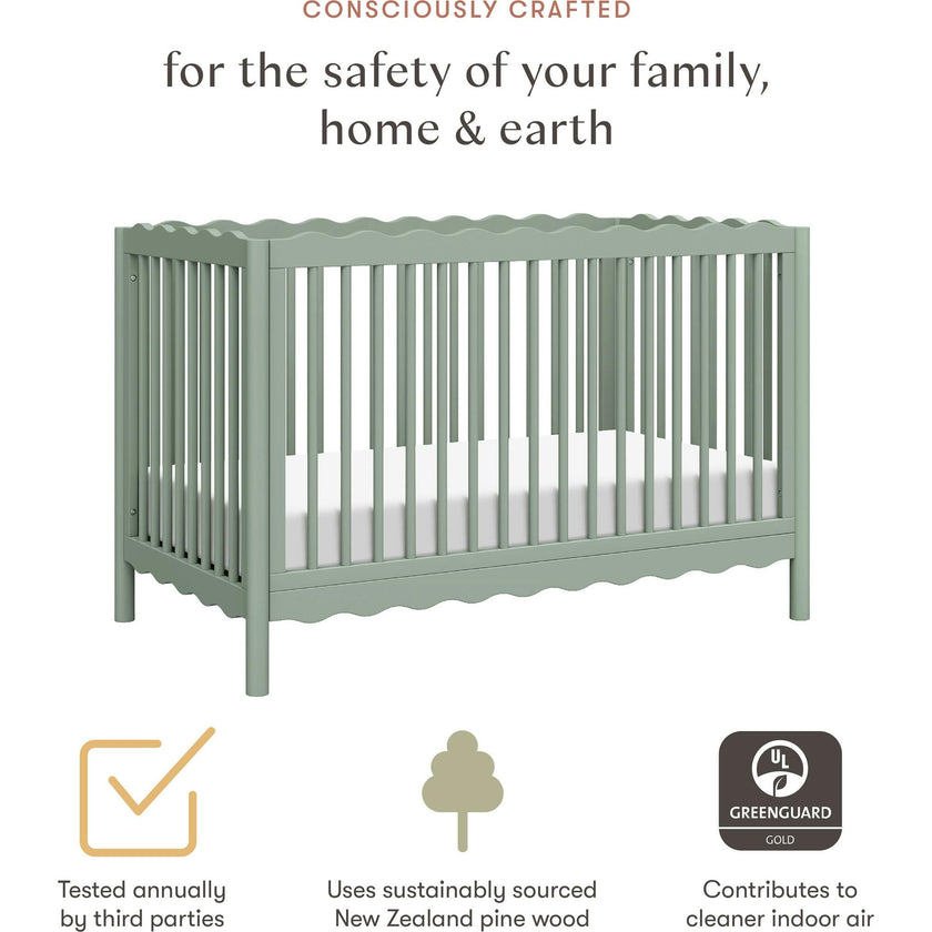 Swell 4-in-1 Convertible Crib with Toddler Bed Conversion Kit in Light Sage